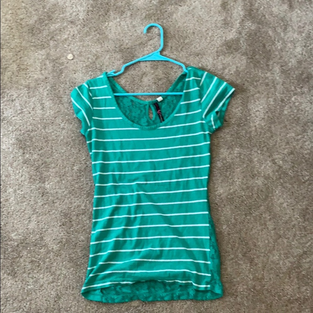 Green lace back tee shirt